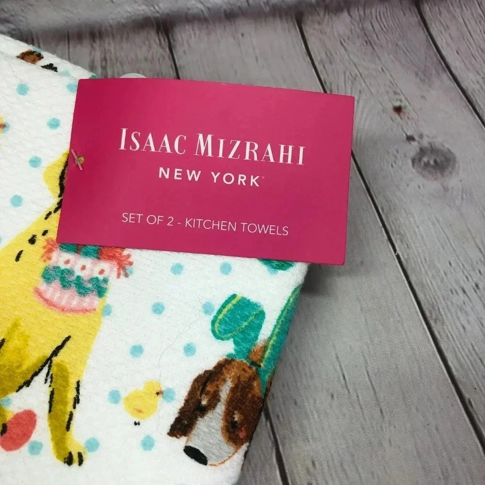 Dachshund bunny ears kitchen towel set of 2 Isaac mizrahi